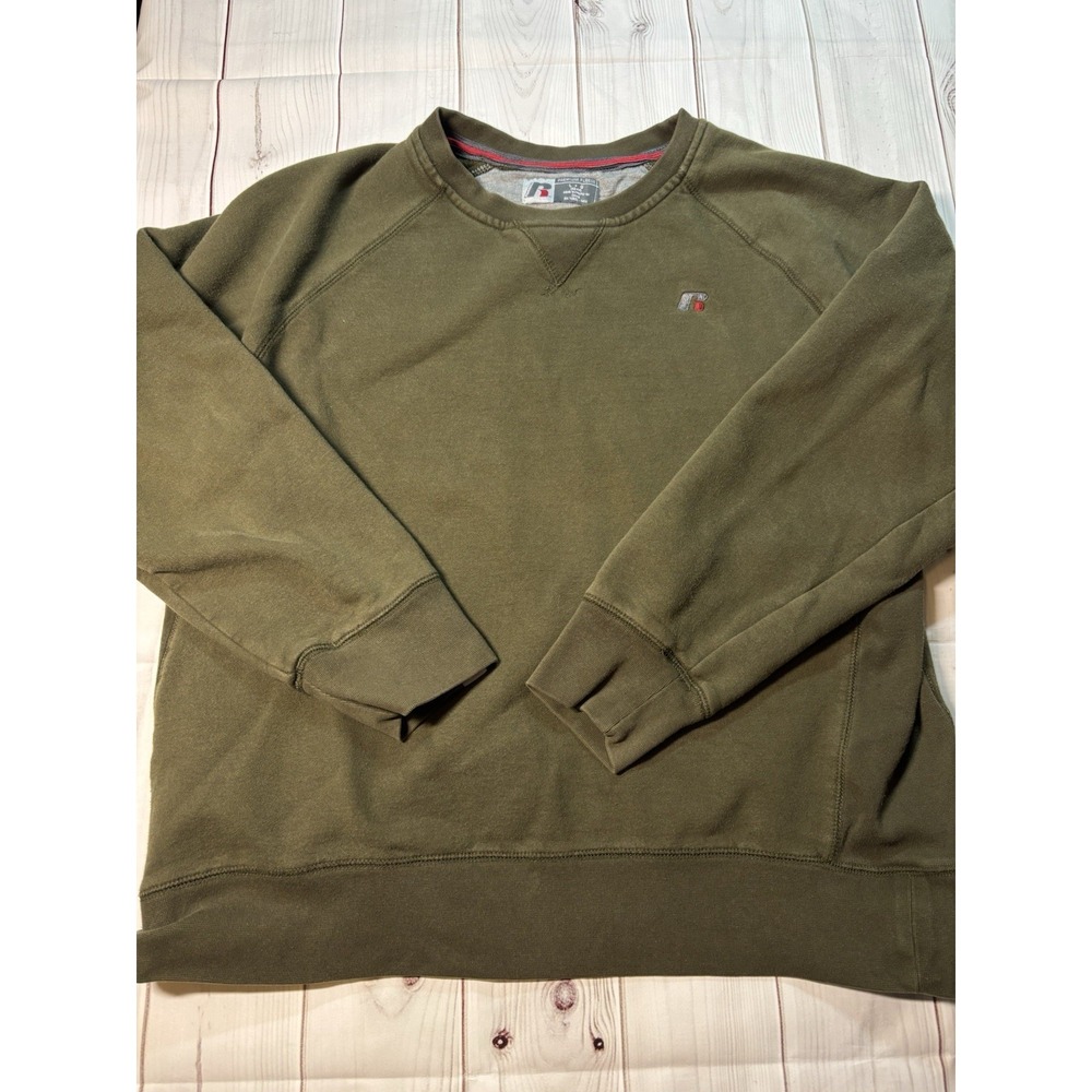 Vintage Russell Athletic Crewneck Sweatshirt Olive Green Mens Large 90s Fleece